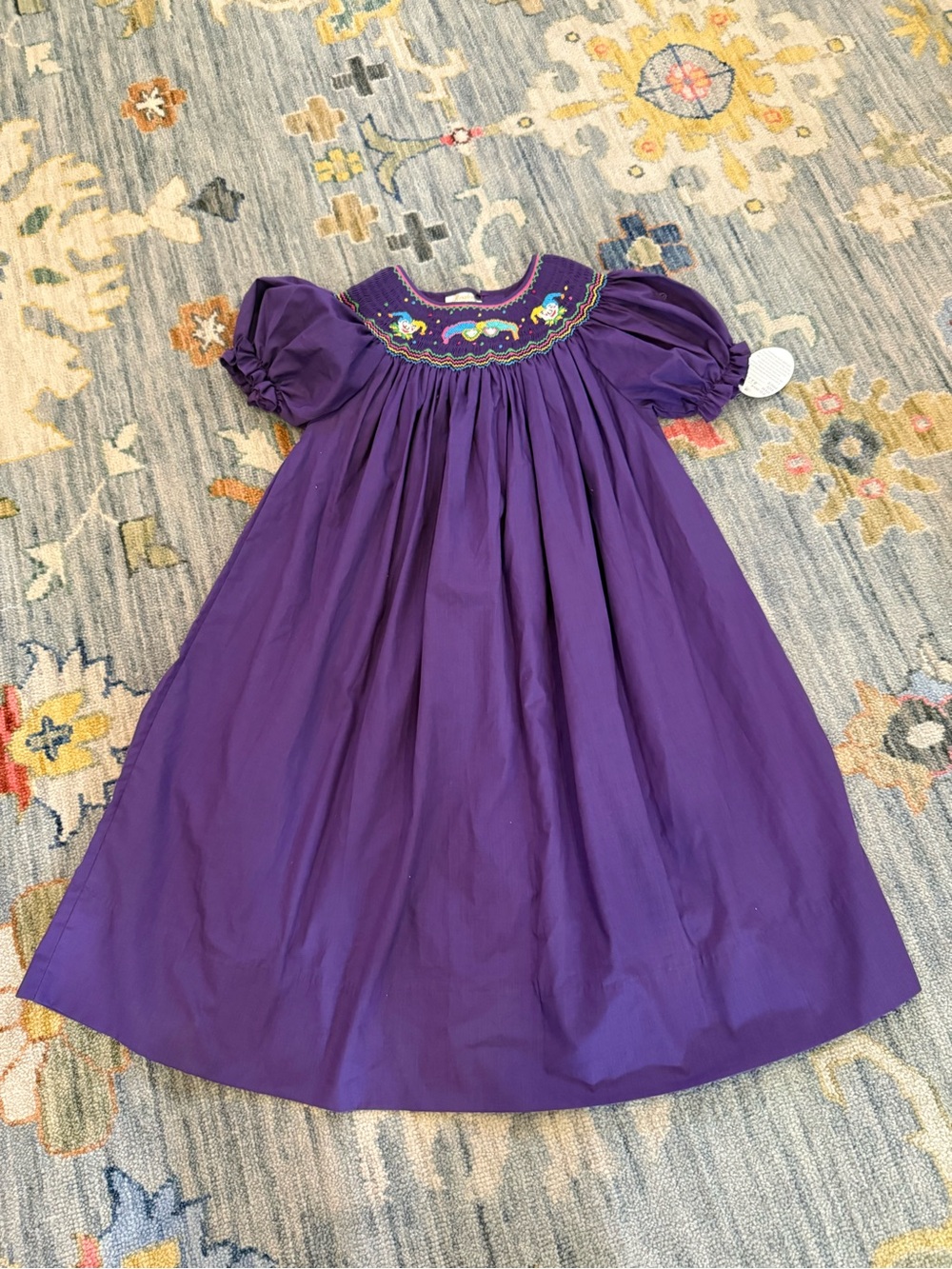 New Rosalina collections Mardi Gras style bishop smocked dress size 8Y